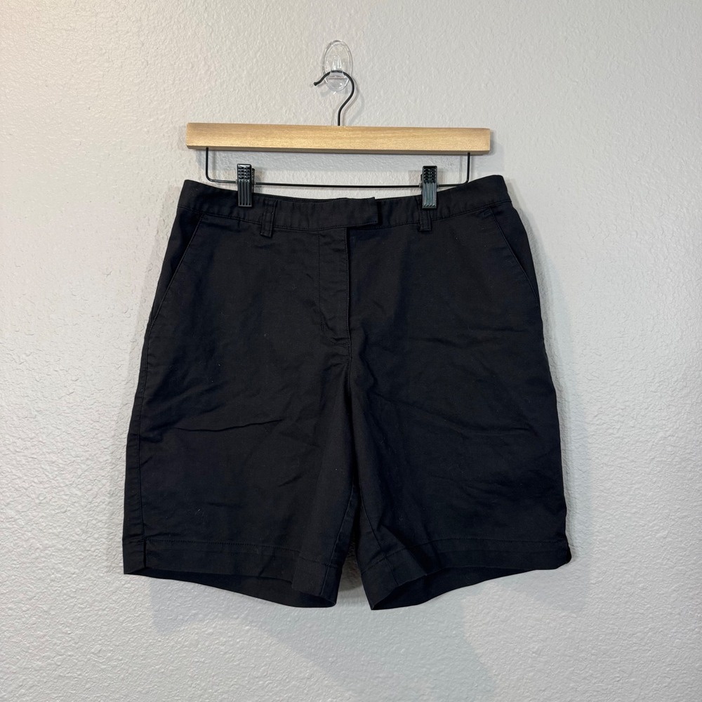 Adidas Women's Size 8 Black Stretch Cotton Blend Flat Front Chino Shorts AE7002